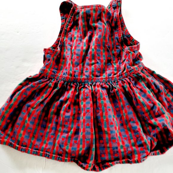 Vintage Girls Oshkosh Dress Jumper Apples Plaid Size 2T - Picture 9 of 12
